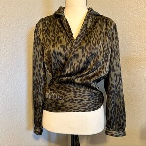 Flawless Brand Leopard Print Wrap Blouse